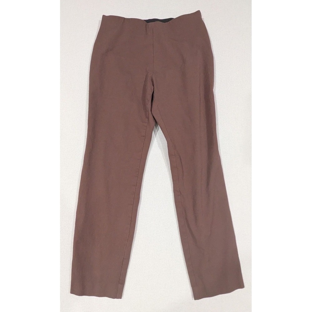 A New Day Slim Straight Pants Womens 4 Brown High Rise Side Zip Stretch